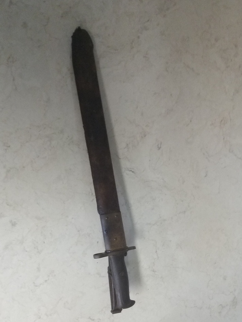 Vintage Military Bayonet with Sheath - Dark Brown